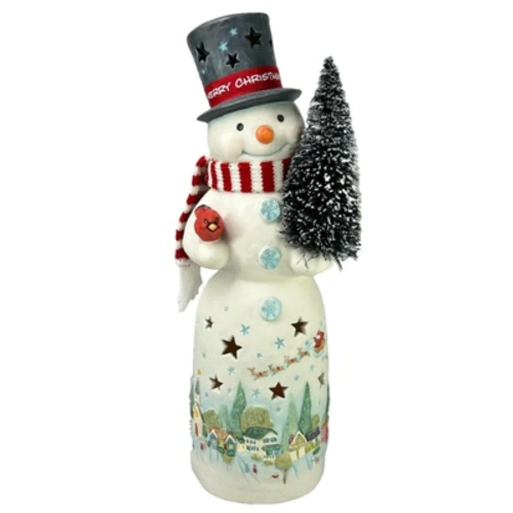 Hallmark SNOWTOP LODGE 2012 Lighted Ceramic Tabletop Snowman 12